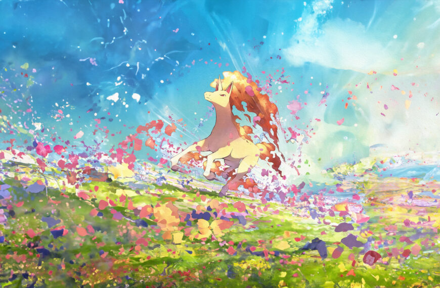 Image of Rapidash running in a meadow
